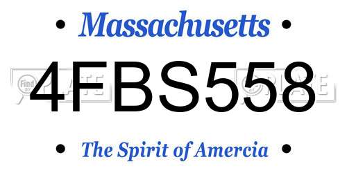 4FBS558 Massachusetts License Plate