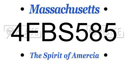 4FBS585 Massachusetts License Plate