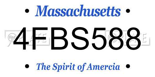 4FBS588 Massachusetts License Plate