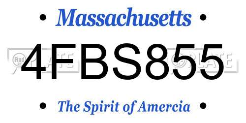 4FBS855 Massachusetts License Plate