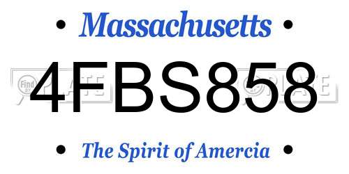 4FBS858 Massachusetts License Plate