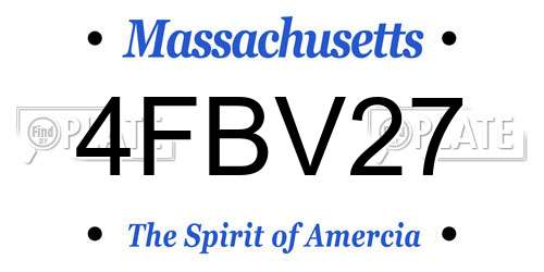 4FBV27 Massachusetts License Plate