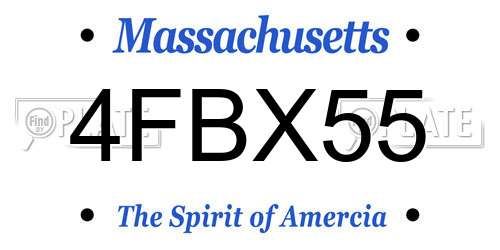 4FBX55 Massachusetts License Plate