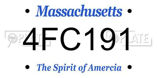 4FC191 Massachusetts License Plate