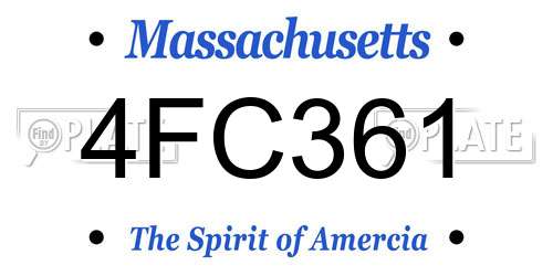 4FC361 Massachusetts License Plate