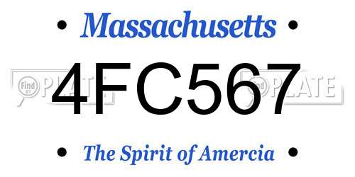4FC567 Massachusetts License Plate