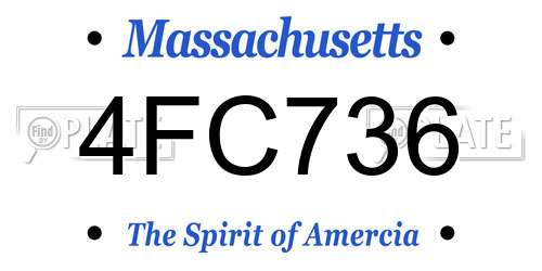 4FC736 Massachusetts License Plate