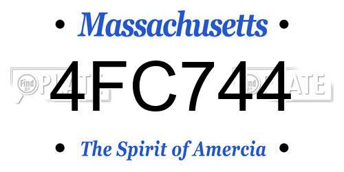 4FC744 Massachusetts License Plate