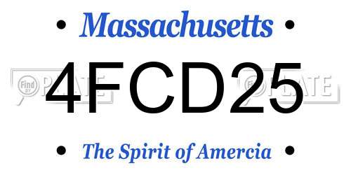 4FCD25 Massachusetts License Plate
