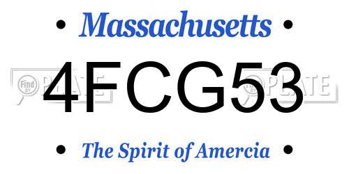 4FCG53 Massachusetts License Plate
