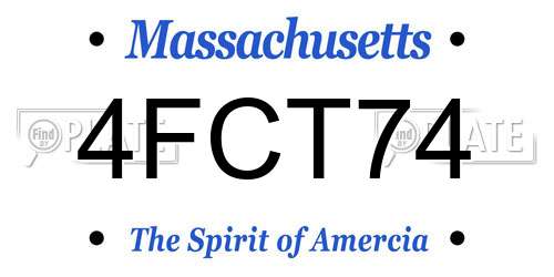 4FCT74 Massachusetts License Plate