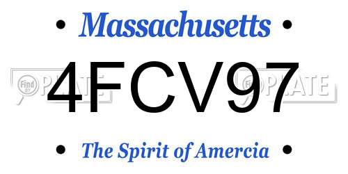 4FCV97 Massachusetts License Plate