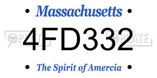 4FD332 Massachusetts License Plate