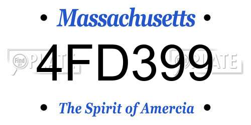 4FD399 Massachusetts License Plate