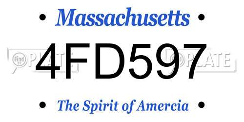 4FD597 Massachusetts License Plate
