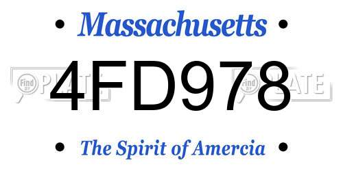 4FD978 Massachusetts License Plate