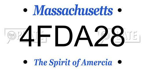 4FDA28 Massachusetts License Plate