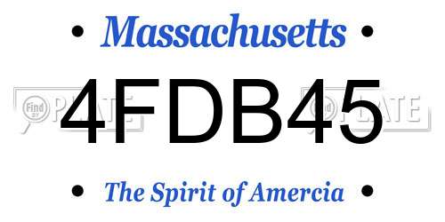 4FDB45 Massachusetts License Plate
