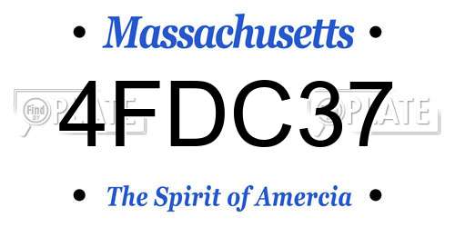 4FDC37 Massachusetts License Plate
