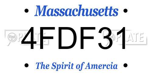 4FDF31 Massachusetts License Plate