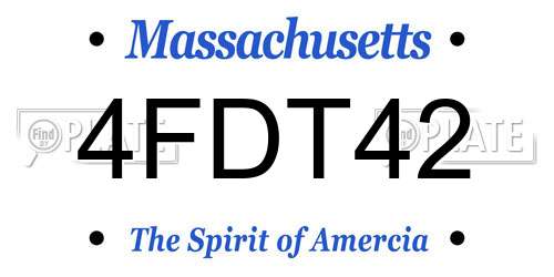 4FDT42 Massachusetts License Plate