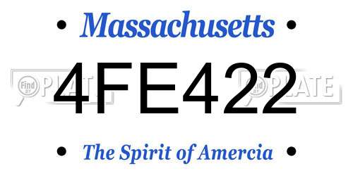 4FE422 Massachusetts License Plate