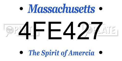 4FE427 Massachusetts License Plate