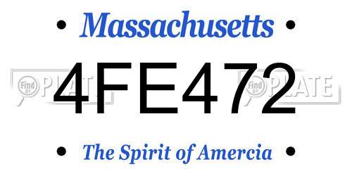 4FE472 Massachusetts License Plate