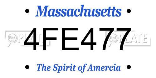 4FE477 Massachusetts License Plate