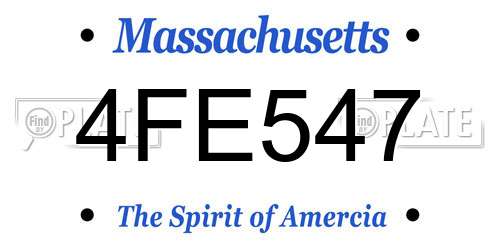4FE547 Massachusetts License Plate