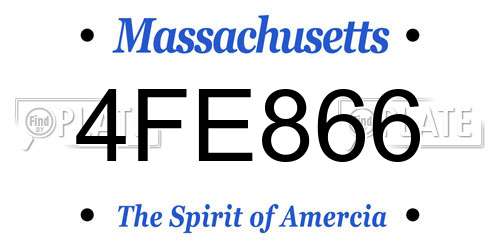 4FE866 Massachusetts License Plate