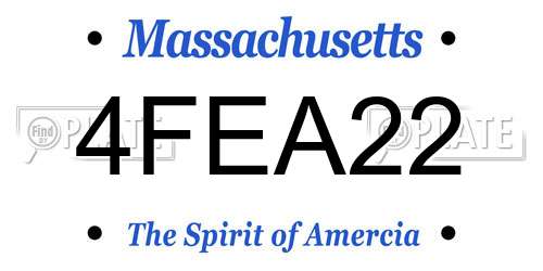 4FEA22 Massachusetts License Plate