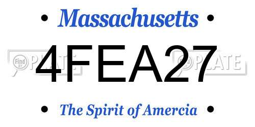 4FEA27 Massachusetts License Plate