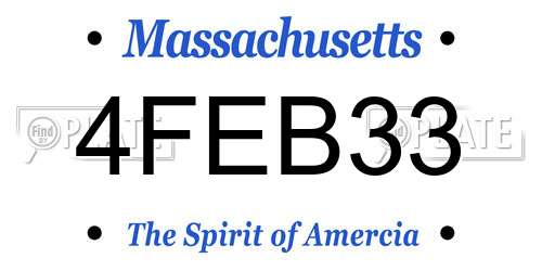 4FEB33 Massachusetts License Plate
