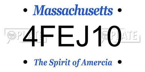 4FEJ10 Massachusetts License Plate