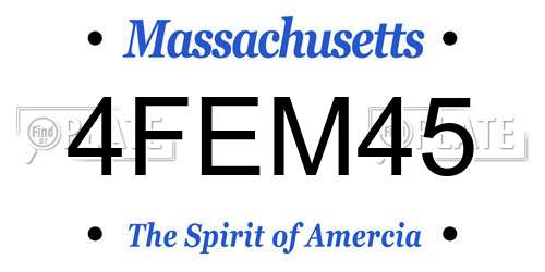 4FEM45 Massachusetts License Plate