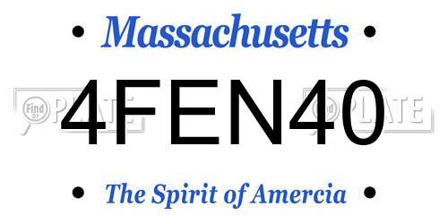 4FEN40 Massachusetts License Plate