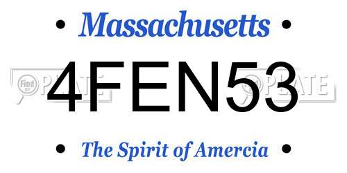 4FEN53 Massachusetts License Plate