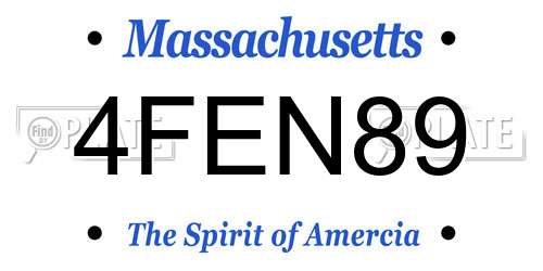 4FEN89 Massachusetts License Plate