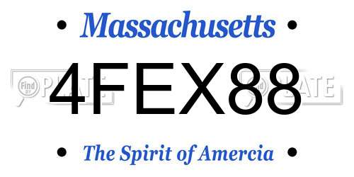 4FEX88 Massachusetts License Plate
