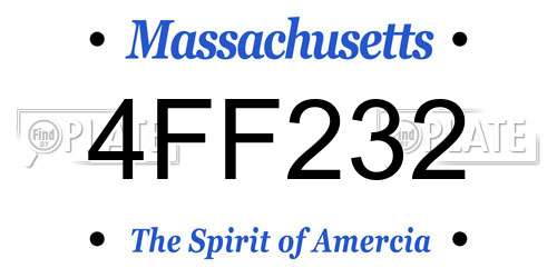 4FF232 Massachusetts License Plate