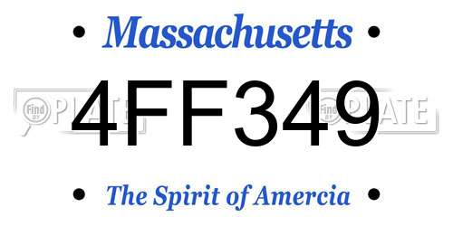 4FF349 Massachusetts License Plate