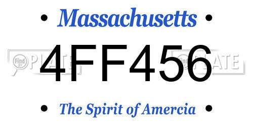 4FF456 Massachusetts License Plate