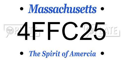 4FFC25 Massachusetts License Plate