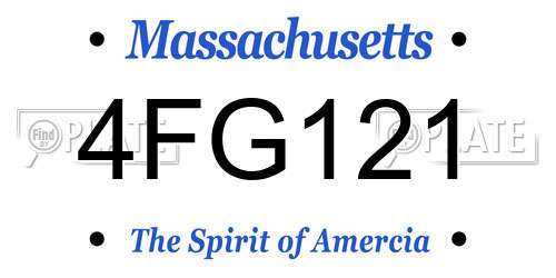 4FG121 Massachusetts License Plate