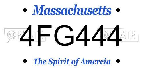 4FG444 Massachusetts License Plate