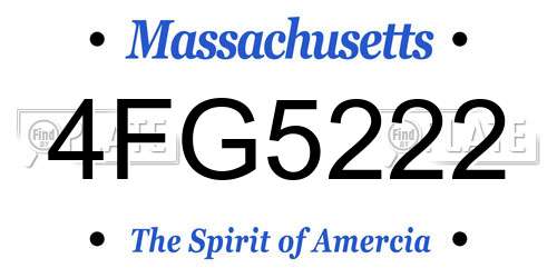 4FG5222 Massachusetts License Plate
