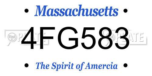 4FG583 Massachusetts License Plate