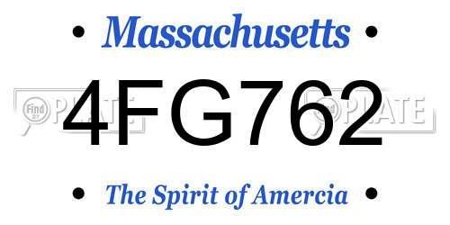 4FG762 Massachusetts License Plate