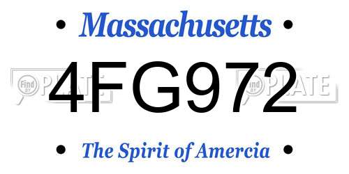 4FG972 Massachusetts License Plate
